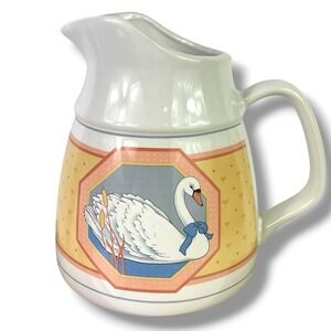 Goose-Like Swan Pitcher Vintage 1980s Farmhouse Pitcher Decor Rustic Cottagecore